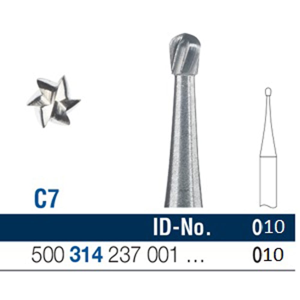 Ela Carbide Bur FG Pear Fig 7, 237 010 (45) - Pack 6 *WSL