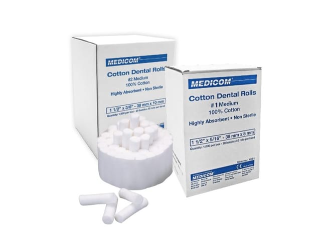 Medicom Cotton Dental Rolls #1 38x8mm - Box 1000 *WSL