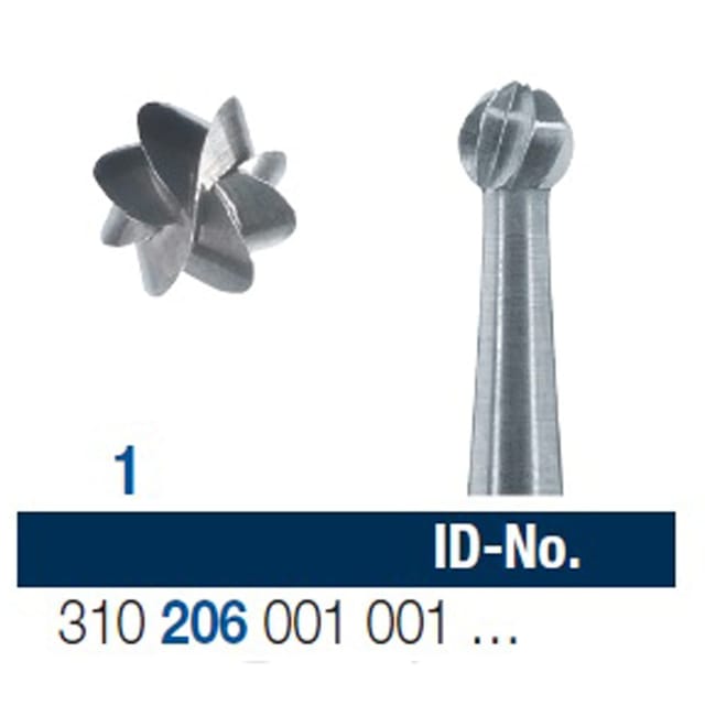 Ela Carbide Bur RA Surgical Round Fig 1 - Pack 6