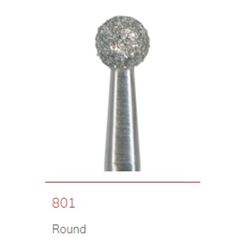 NTI Diamond Bur FG Round 801 Sizes 021-042 - Pack 5