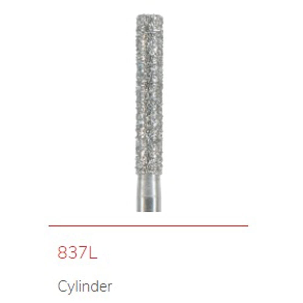 NTI Diamond Bur FG Cylinder Long 837L - Pack 5 *While Stock Lasts