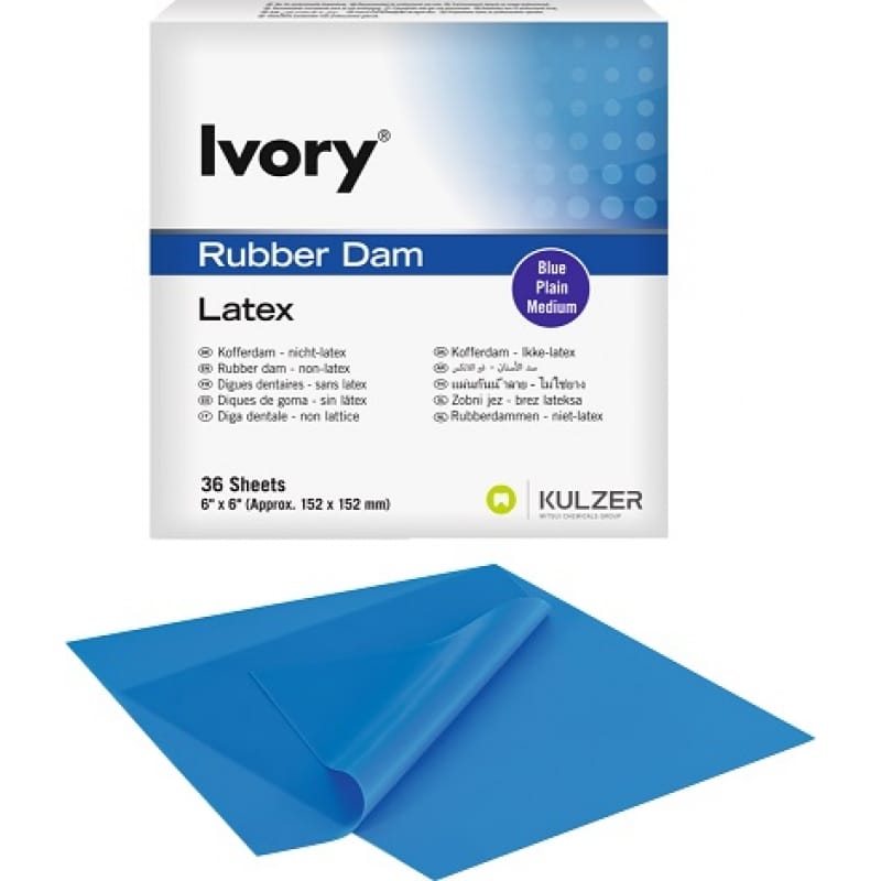 Ivory Rubber Dam 6x6 Blue Medium - 36 Sheets