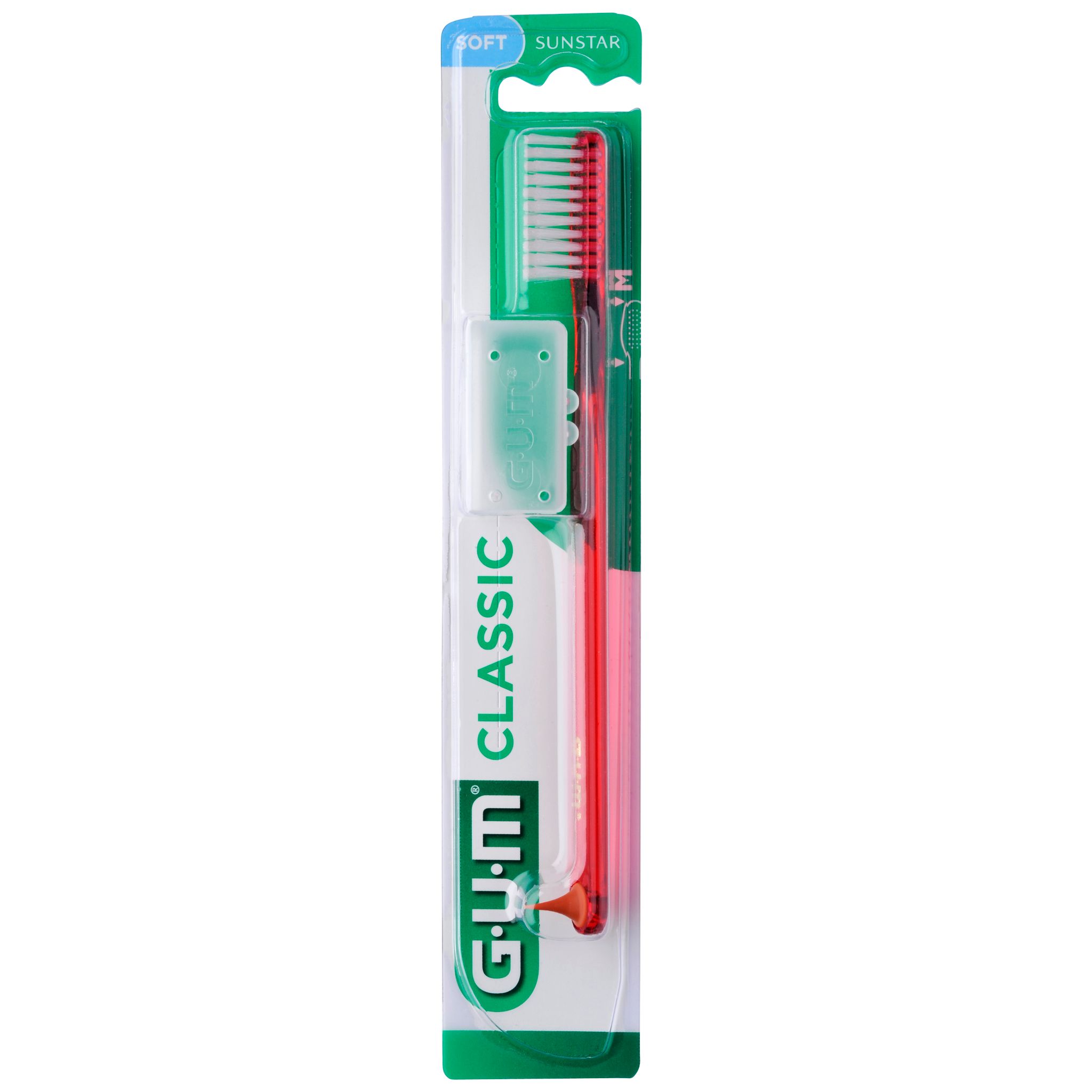 Gum Classic Toothbrush Soft, 4-Row Full with Cap/Tray/Packer, 411MJ - Asst Colours Pack 12